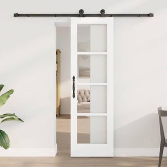 vidaXL Vidaxl - Puerta Deslizante Manual Blanco 61 X 198.5 Cm Madera Y Metal