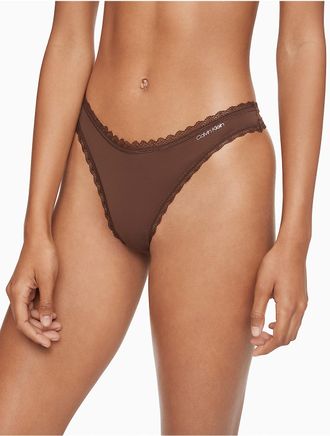 Calvin Klein Womens Flirty Micro Thong - Brown - XS
