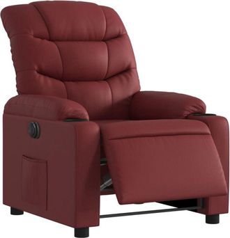 vidaXL Vidaxl - Sill&oacute;n Reclinable El&eacute;ctrico De Cuero Sint&eacute;tico Rojo Tinto