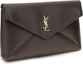 Saint Laurent Womens Ysl Busta Pouch W_haka Moira L Chocolat Noir Lamb Ovis Aries Wallet