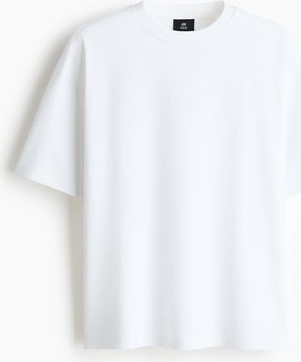 H&M Oversized T-Shirt aus Interlockjersey - Weiss