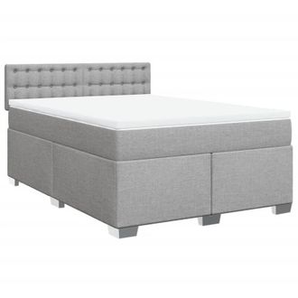vidaXL Vidaxl - Cama Box Spring Con Colch&oacute;n Tela Gris Claro 160x200 Cm