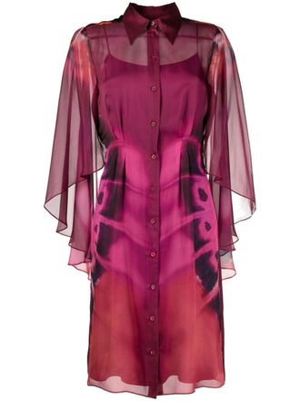 Alberta Ferretti Blousejurk met vlinderprint - Paars