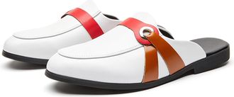 Generic Mens Slippers Fashion Slip-On Loafers Leather Formal Wear Casual Open Back Sandals (White,6.5)