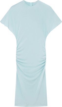 Stella McCartney padded-shoulder short-sleeve midi dress - women - Viscose/Elastane - 38 - Blue