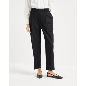 Brunello Cucinelli Womens Black Wool Tapered Trousers, Size 36