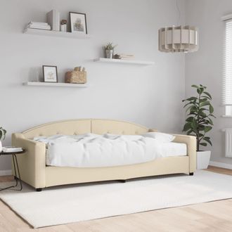 vidaXL Sof&aacute; Cama Con Colch&oacute;n Tela Crema 90x200 Cm Vidaxl