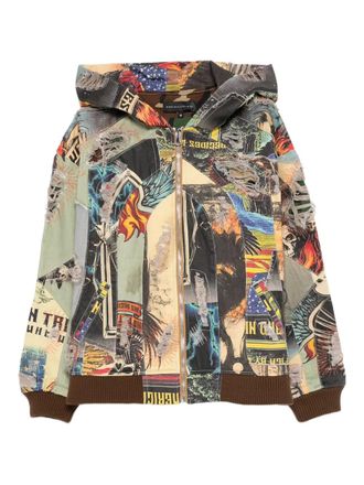Who Decides War by Ev Bravado patchwork zip-up jacket - Groen