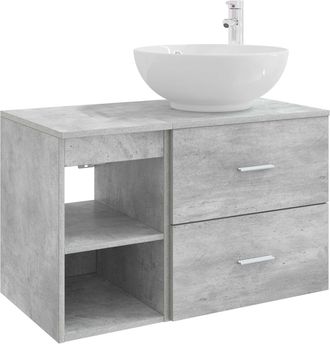 vidaXL Juego De Muebles De Ba&ntilde;o 2 Uds. Gris Hormig&oacute;n Vidaxl