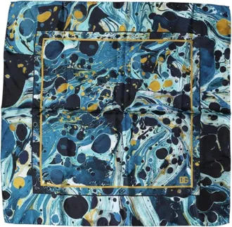 Dolce & Gabbana Silky Scarves, male, Multicolor, Size: ONE SIZE Marble Square Foulard Scarf