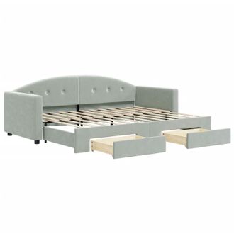 vidaXL Sof&aacute; Cama Nido Con Cajones Terciopelo Gris Claro 80x200 Cm Vidaxl