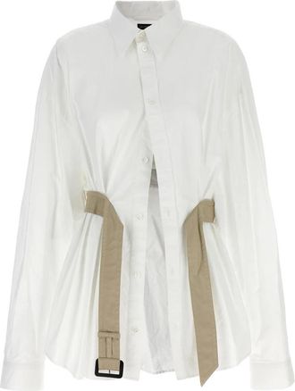Balenciaga Belt Shirt - Dames - Overhemden - Wit - 2XL - Katoen - Overhemden