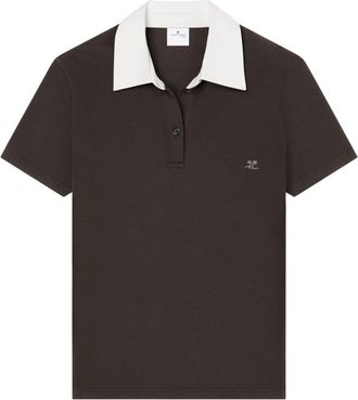 Courrèges cotton blend polo shirt - men - Cotton/Polyamide - L - Brown