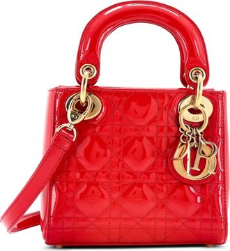 Dior Lady Dior Bag Cannage Quilt Patent Mini satchel - Rood