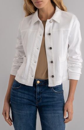 Kut from the Kloth Matilda Denim Crop Trucker Jacket in White at Nordstrom, Size X-Large