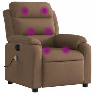 vidaXL Sill&oacute;n Reclinable Con Masaje De Tela Marr&oacute;n Vidaxl