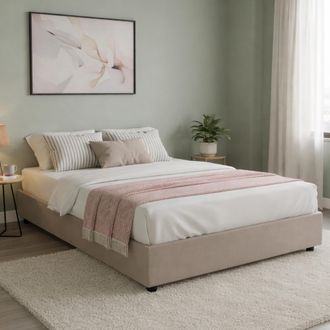 Dmora Dmora - Cama Matrimonial Dagazz, Cama Contenedor Con Revestimiento De Tela, 100% Made In Italy, Apertura Frontal, Adecuado Para Colch&oacute;n Cm 140x190, T&oacute;