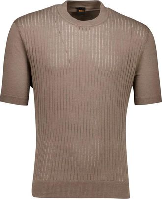 HUGO BOSS Tops, Heren, Bruin, L, Bruine poloshirt met korte mouwen