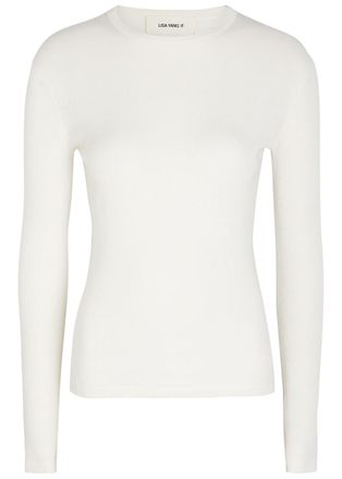Lisa Yang Vivian Long Sleeve Cotton and Cashmere-blend top - White - 2 (UK 12-14 / M-L)