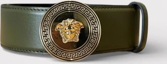 Versace Mens Versace Logo Medusa Belt Calf Leather Olive Black - Size: 105