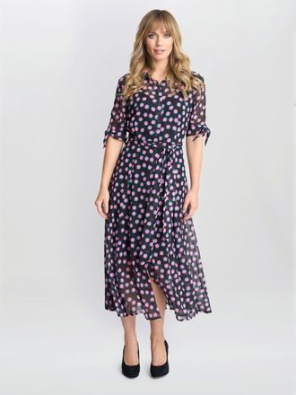 Gina Bacconi Womens Adrienne Shirt Dress - Black - Size Medium