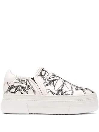 AGL platform slip-on sneakers - women - Calf Leather/Rubber/Leather - 39.5 - White