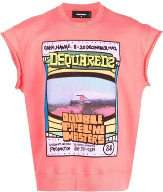 Dsquared2 logo-print sleeveless sweatshirt - men - Cotton - M - Pink