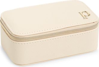 Nordstrom Initial Rectangular Jewelry Box in P- Cream- Gold at Nordstrom