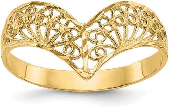 Diamond2Deal 14k Yellow Gold Diamond-Cut Filigree Ring