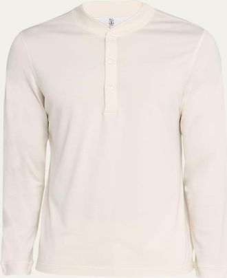 Brunello Cucinelli Mens Cotton Flat Knit Henley Shirt