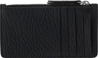 Maison Margiela Womens Calfskin Card Holder With Zip Closure Black Calf Leather Bos Taurus Wallets & Purses