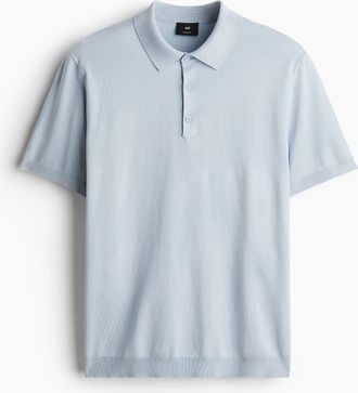 H&M Feinstrick-Poloshirt in Regular Fit - Blue