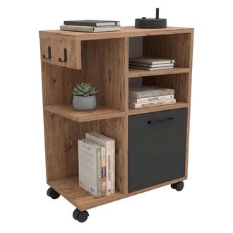 Dmora Armario Multiusos 1 Puerta, 5 Estantes, 1 Puerta, 5 Compartimentos, 60x81h Cm Marr&oacute;n Roble