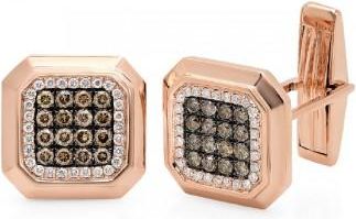 Allurez 1.08ct 14k Rose Gold White & Champagne Diamond Cuff Links