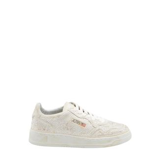 Autry Leren Lage Sneakers met Strassversieringen - Dames - Sneakers - Wit - 39 EU - Leer - Schoenen