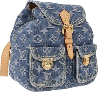 Louis Vuitton Pre-owned Monogram Denim Rugzak - Dames - Vintage Rugzakken - Blauw - ONE Size - Denim - Vintage