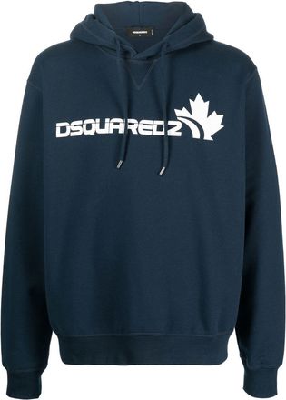 Dsquared2 logo-print long-sleeve hoodie - men - Cotton - L - Blue
