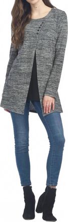 Papillon Layered Long Sleeve Tunic With Button Detail In Grey