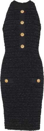 Balmain Buttoned-pocket Tweed Mini Dress