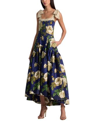 Alice & Olivia Alice + Olivia Rosalee Tie-Strap Bustier Structure Silk-Blend Top