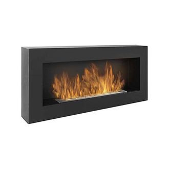 Dmora Chimenea De Bioetanol Dstankovi, Chimenea Ecol&oacute;gica, Hogar Sin Humo, Calefactor De Etanol, Made In Italy, 12x90 H40 Cm, Negro - Dmora