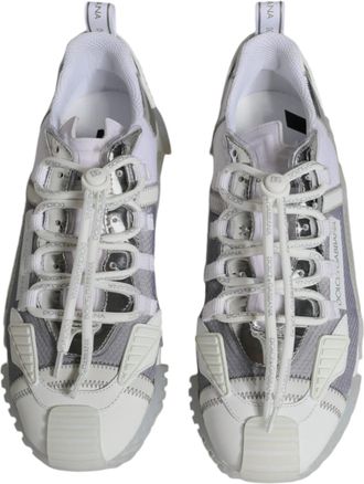 Dolce & Gabbana Mens White Silver Low Top Ns1 Sneakers Shoes