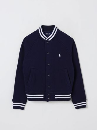 Polo Ralph Lauren Bomber da bambino in misto cotone con logo ricamato sul petto