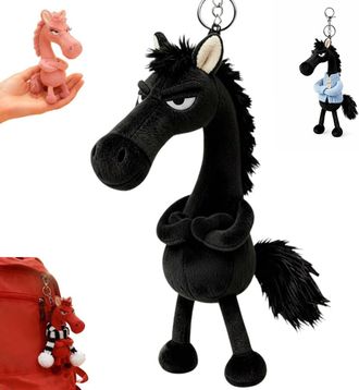 Generic 2026 Year of the Horse Lucky Mascot - 12cm Soft Decorative Charm with Colour Meanings, Bag Accessory, Standard Scarf Sweater (Black)