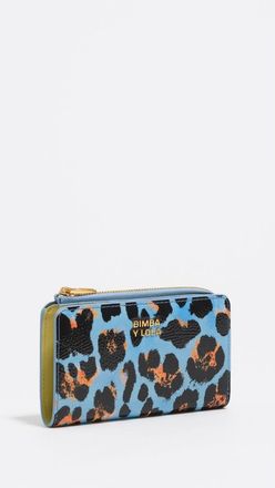 Bimba & Lola Textured Leopard print compact wallet in Leopard Pastel Blue at Nordstrom