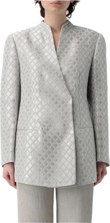 Giorgio Armani Jassen, Dames, Grijs, S, Metallic Diamond Pattern Blazer