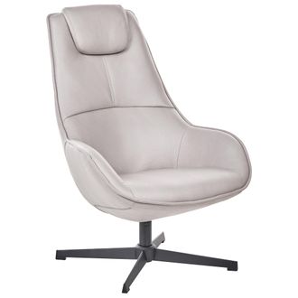 Beliani Sill&oacute;n De Tela Con Detalles Decorativos Base Giratoria Y Respaldo Alto Ergon&oacute;mico Gris Claro Hauge