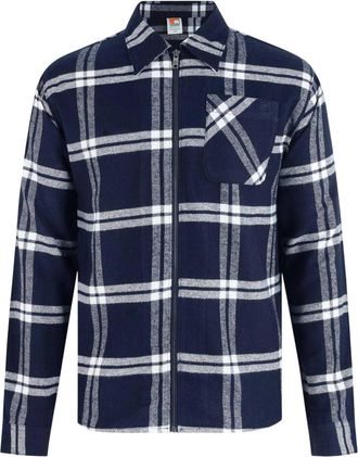 SoulCal&Co SoulCal Heren-shacket van geruite flanel met doorlopende rits en lange mouwen (Marine)