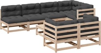 vidaXL Juego De Sof&aacute;s De Jard&iacute;n 8 Pzas Con Conjines Madera Maciza Pino Vidaxl