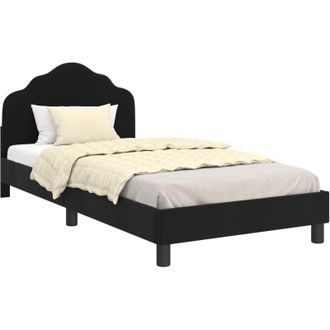 vidaXL Cama Para Ni&ntilde;os Con Cabecero Negro 80 X 200 Cm Terciopelo Vidaxl